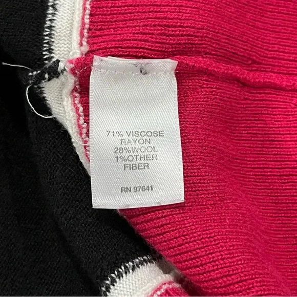 J. Jill Colorblock Asymmetrical Wool Sweater Black & Red With Pair of Earrings - Picture 8 of 8